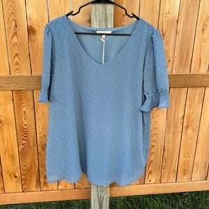 REBORN J Short Sleeve Swiss Dot Blouse, XL, NWT